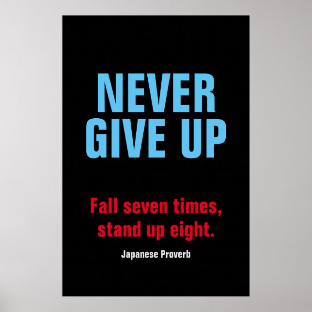 NEVER GIVE UP Motivational Inspirational Poster (Front)