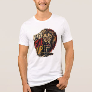 Never Give Up Motivational Mouse Vs Lion Illustrat Tri-Blend Shirt