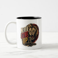 Never Give Up Motivational Mouse Vs Lion Illustrat