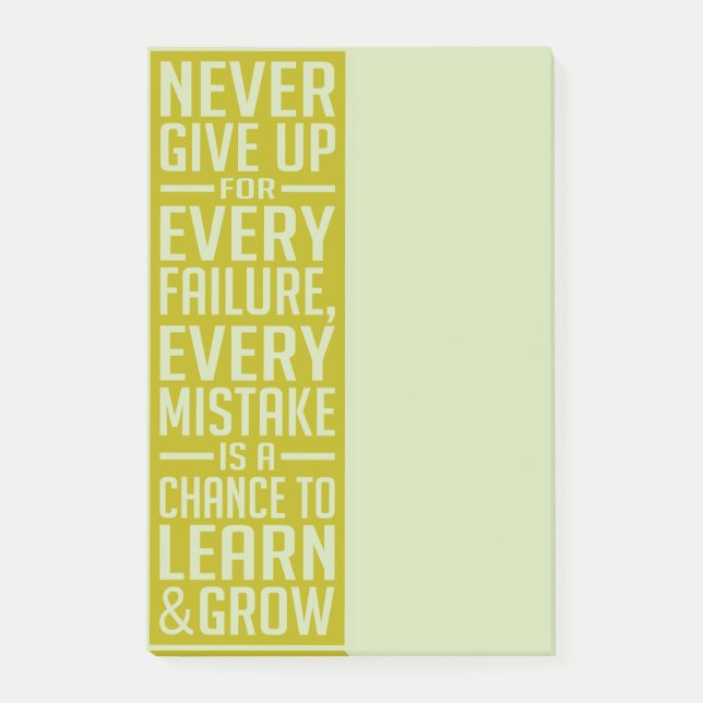 Never Give Up motivational post-it notes (Front)