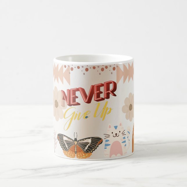 never give up, never stop reading coffee mug (Center)