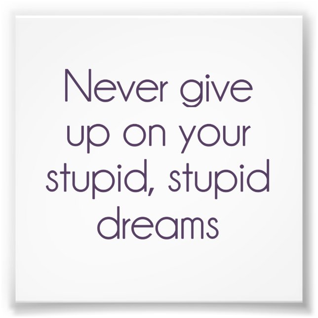 Never Give Up On Your Stupid Dreams Photo Print (Front)