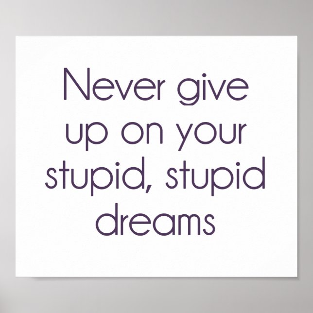 Never Give Up On Your Stupid Dreams Poster (Front)