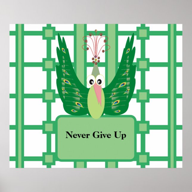 Never Give Up Peacock Planner Poster (Front)