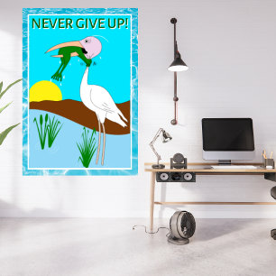 Never Give Up Pelican and Frog Motivational Photo Print