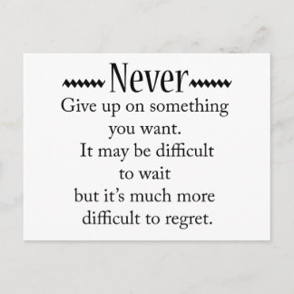 Never Give Up Postcard