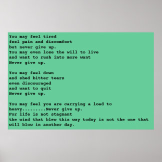 Never give up poster