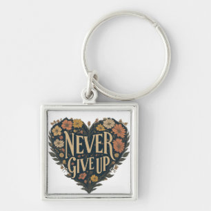 Never Give Up - Premium Square Keychain