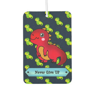 Never Give Up Red Motivational Dinosaur Trex Car Air Freshener