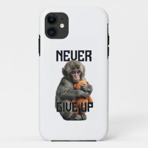 Never Give Up - Resilient Baby Monkey with Teddy B iPhone 11 Case