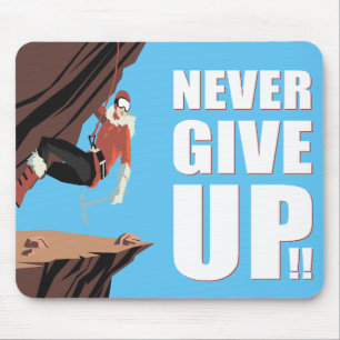 Never Give Up! Rock Climbing Mouse Pad