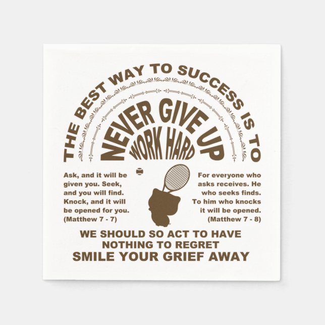 Never Give up (tennis) Napkin (Front)