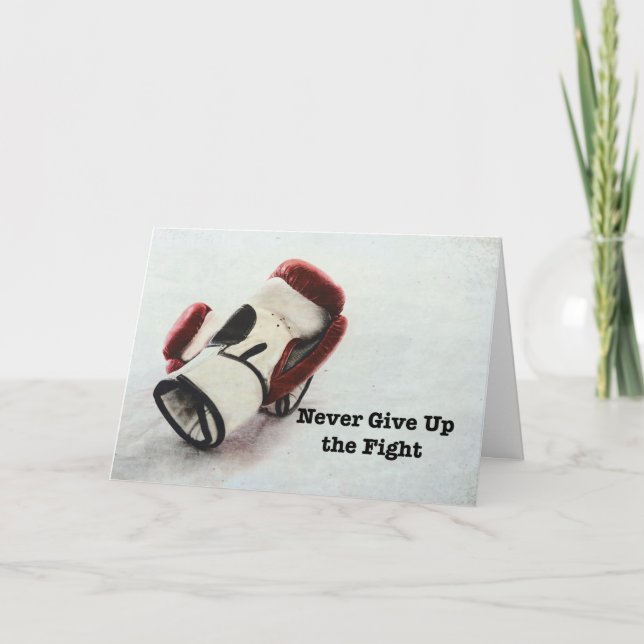 Never Give Up the Fight Boxing Themed Card (Front)