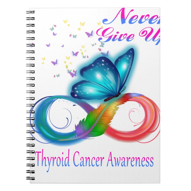Never Give Up Thyroid Cancer Awareness Notebook (Front)