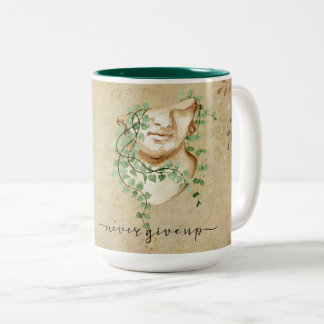 "Never give up" Two-Tone Coffee Mug