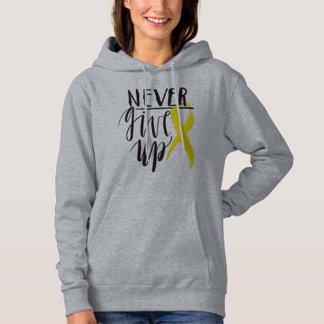 NEVER GIVE UP Women's Basic  Hooded Sweatshirt (Front)