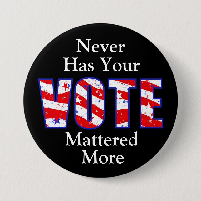 Never Has Your Vote Mattered More Button (Front)