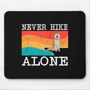 Never Hike Alone Akita Graphic Hiking Mouse Pad