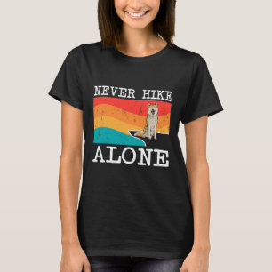 Never Hike Alone Akita Graphic Hiking T-Shirt