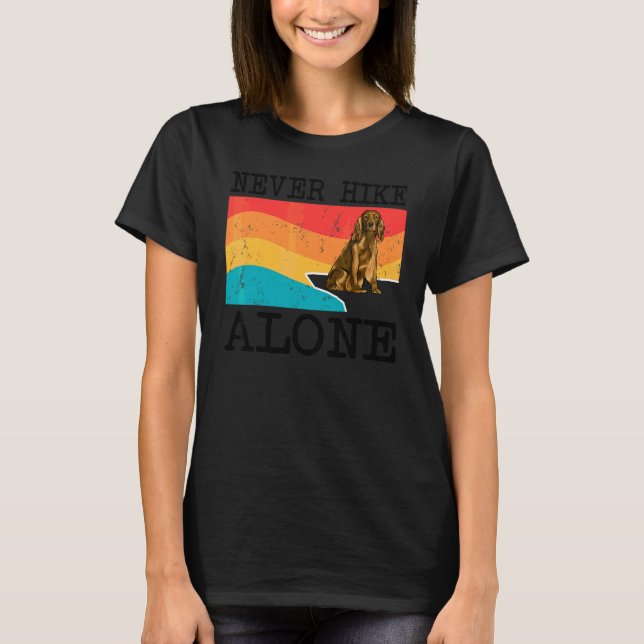 Never Hike Alone Cocker Spaniel Graphic Hiking T-Shirt (Front)