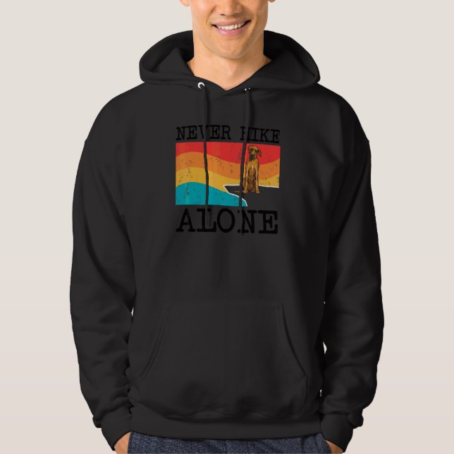 Never Hike Alone Rhodesian Ridgeback Graphic Hikin Hoodie (Front)