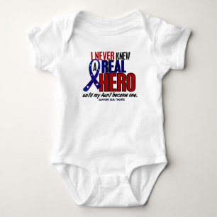 Never Knew A Hero 2 Aunt (Support Our Troops) Baby Bodysuit