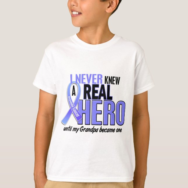 Never Knew A Hero 2 Grandpa Prostate Cancer T-Shirt (Front)