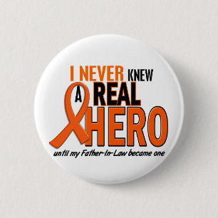 Never Knew A Hero 2 ORANGE (Father-In-Law) 6 Cm Round Badge