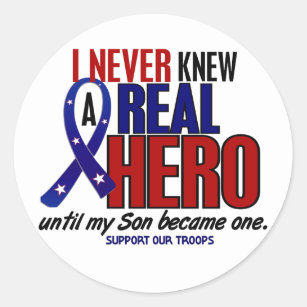 Never Knew A Hero 2 Son (Support Our Troops) Classic Round Sticker