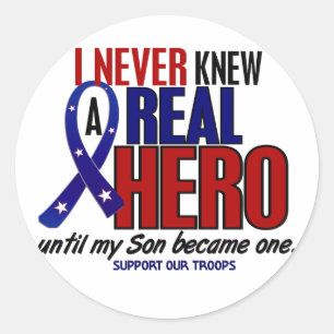 Never Knew A Hero 2 Son (Support Our Troops) Classic Round Sticker