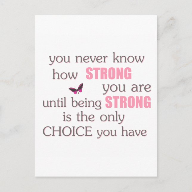 Never Know How Strong You Are Postcard (Front)