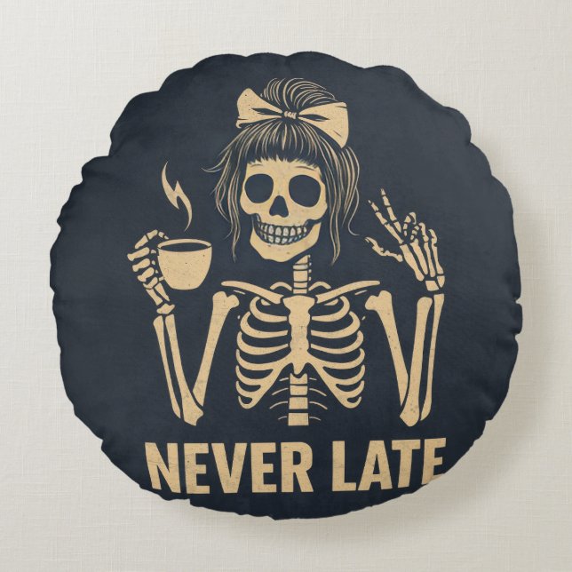 Never late  skeleton cushion (Front)