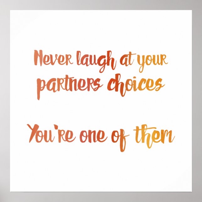 Never Laugh at Your Partner Poster (Front)