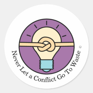 Never Let a Conflict go to Waste round sticker