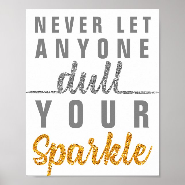 Never Let Anyone Dull Your Sparkle Quote Glitter Poster (Front)
