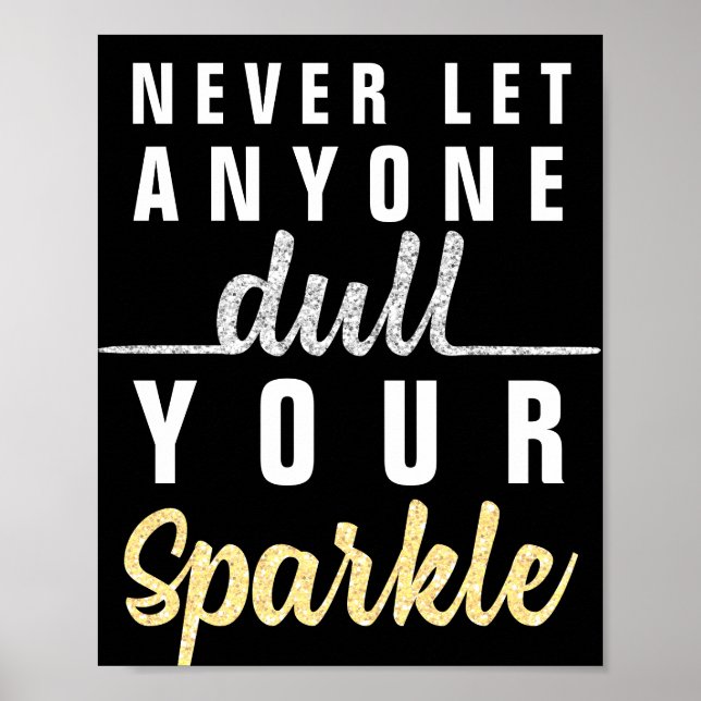 Never Let Anyone Dull Your Sparkle Quote Glitter Poster (Front)