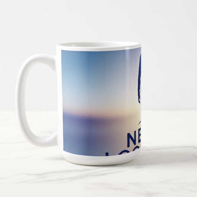 Never Look Back Logo: Embracing the Future Coffee Mug (Left)