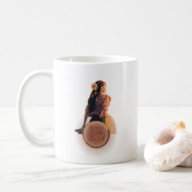 Never Look Back White Coffee Mug (With Donut)