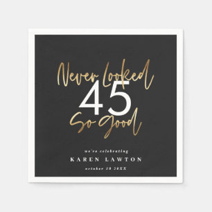 never looked so good gold birthday party napkin