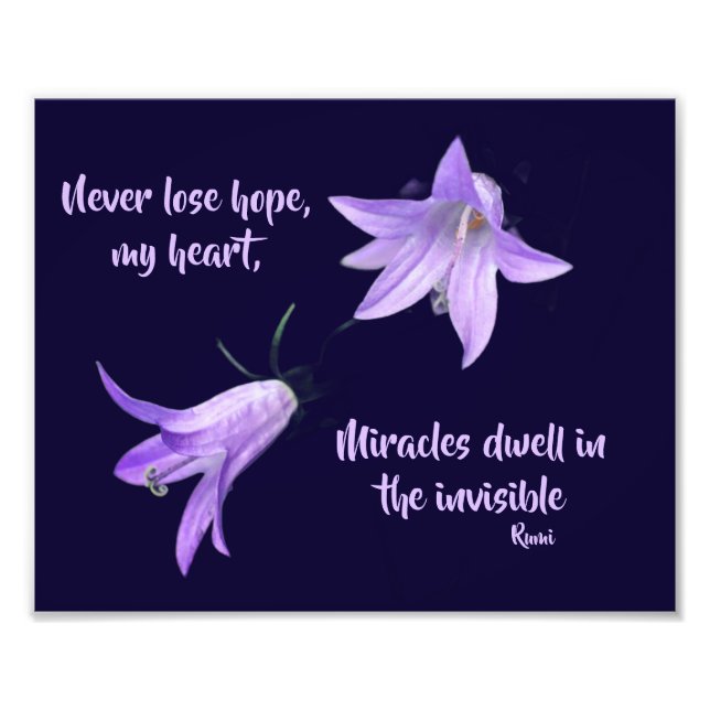 Never Lose Hope Rumi Inspirational Quote 8x10 Photo Print (Front)