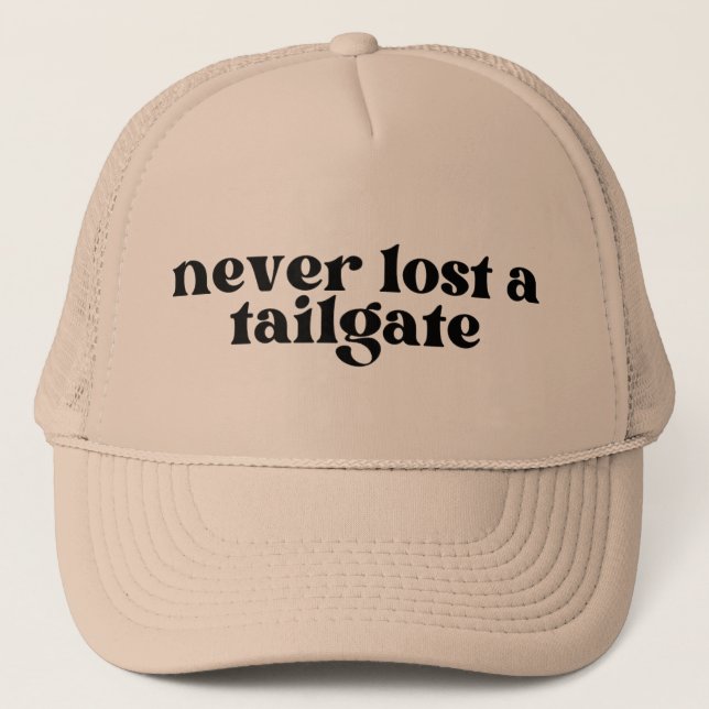 Never lost a tailgate trucker hat, football  trucker hat (Front)