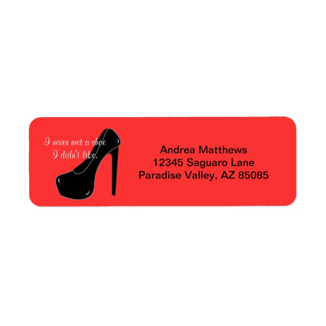 Never met a Shoe Return Address Label (Front)