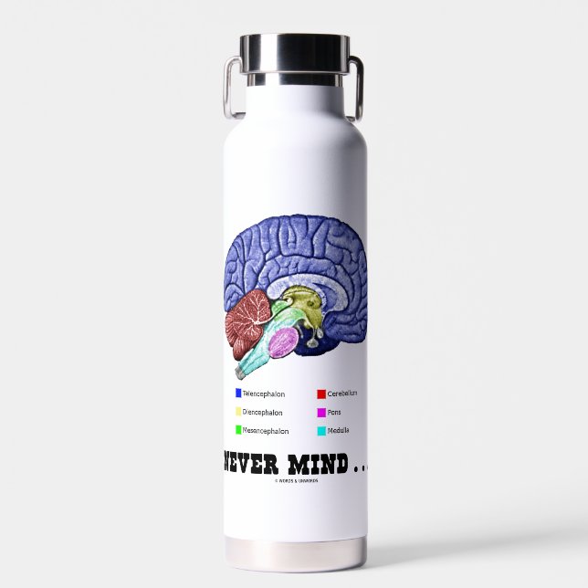 Never Mind ... Brain Anatomy Psyche Humour Water Bottle (Front)