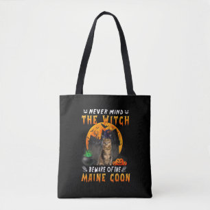 Never Mind The Witch Beware Of Maine Coon Cat Hall Tote Bag