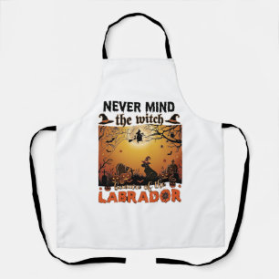 Never Mind Witch Beware Labrador Halloween Dog Pum Apron