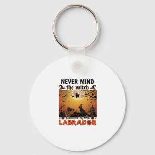 Never Mind Witch Beware Labrador Halloween Dog Pum Key Ring