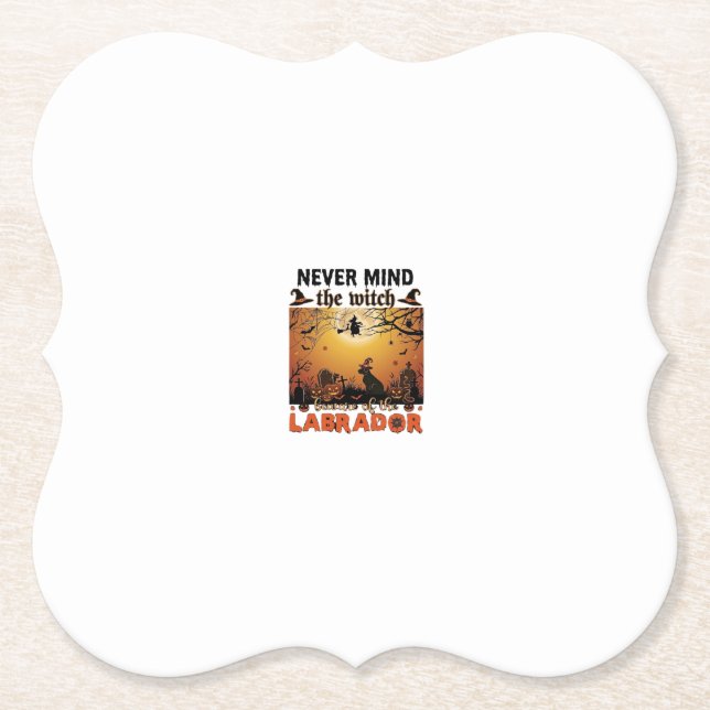 Never Mind Witch Beware Labrador Halloween Dog Pum Paper Coaster (Front)