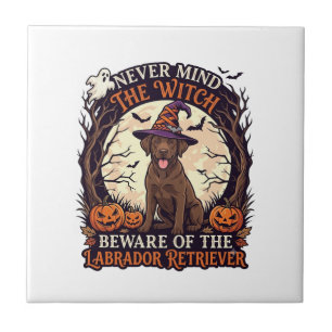Never Mind Witch Beware Labrador Retriever Hallowe Ceramic Tile