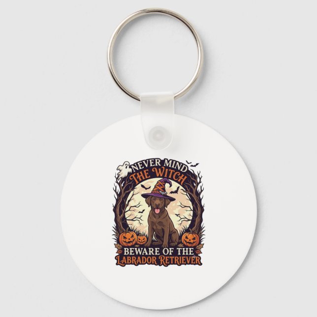 Never Mind Witch Beware Labrador Retriever Hallowe Key Ring (Front)