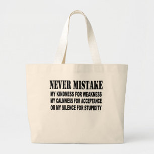 NEVER MISTAKE LARGE TOTE BAG